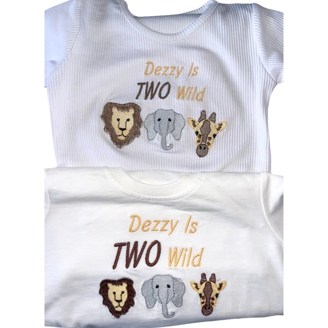 NAME IS TWO WILD - Long Sleeved Tshirt/ thin jumper - for Embroidery personalising - White