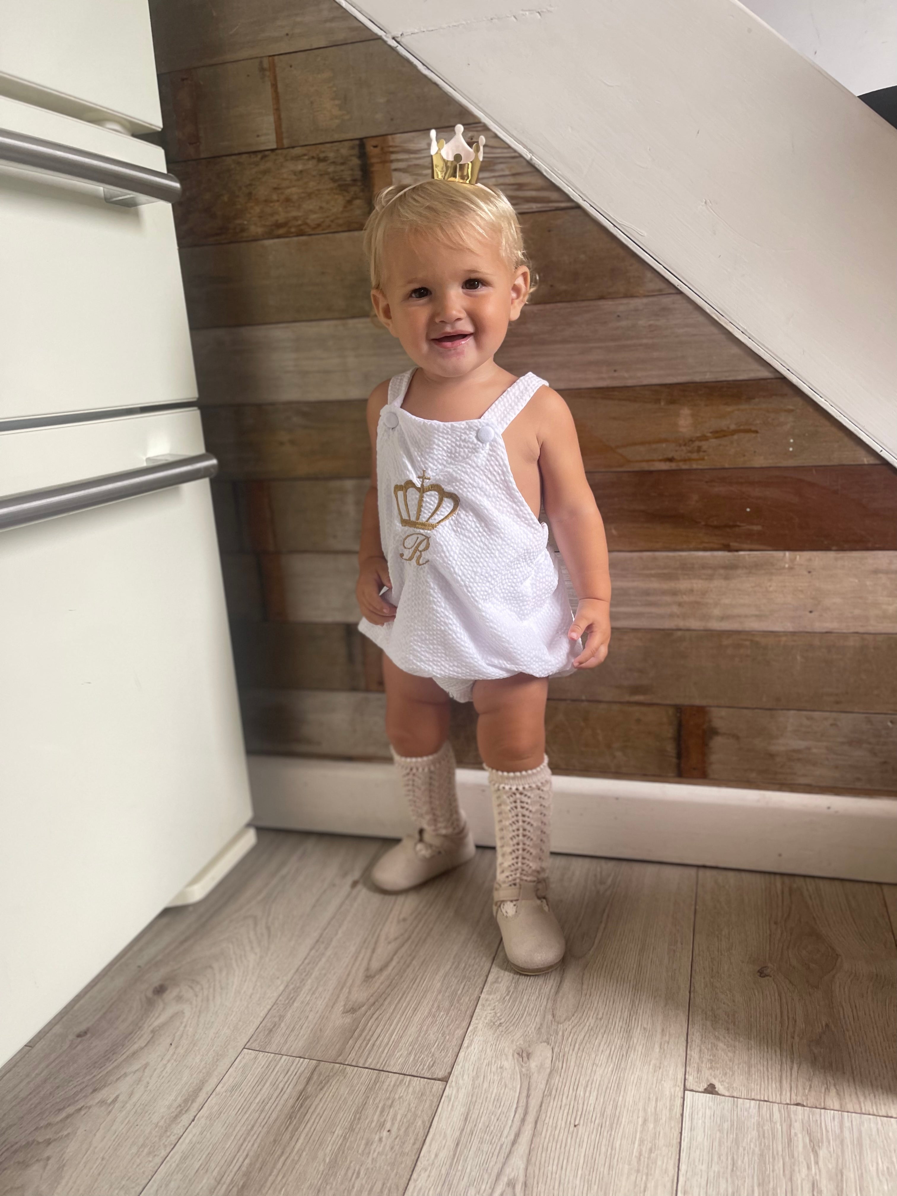 King White Romper (free name or initial)