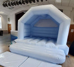 Load image into Gallery viewer, Bouncy castle and soft play set up (PINK, WHITE, BLUE) Pretty Little Parties Cornwall
