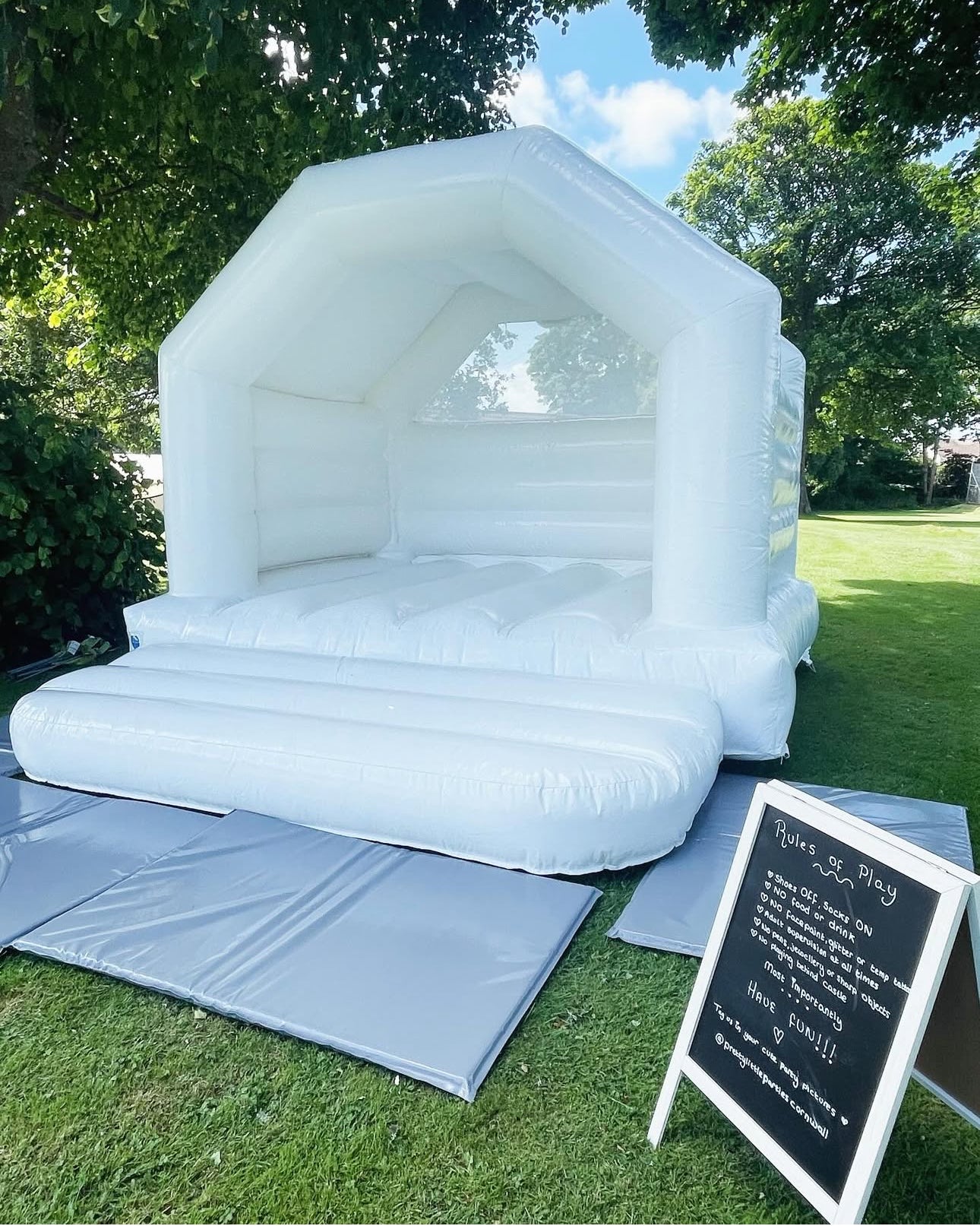 Bouncy castle (Pink, Blue, White / Grey) Pretty Little Parties Cornwall