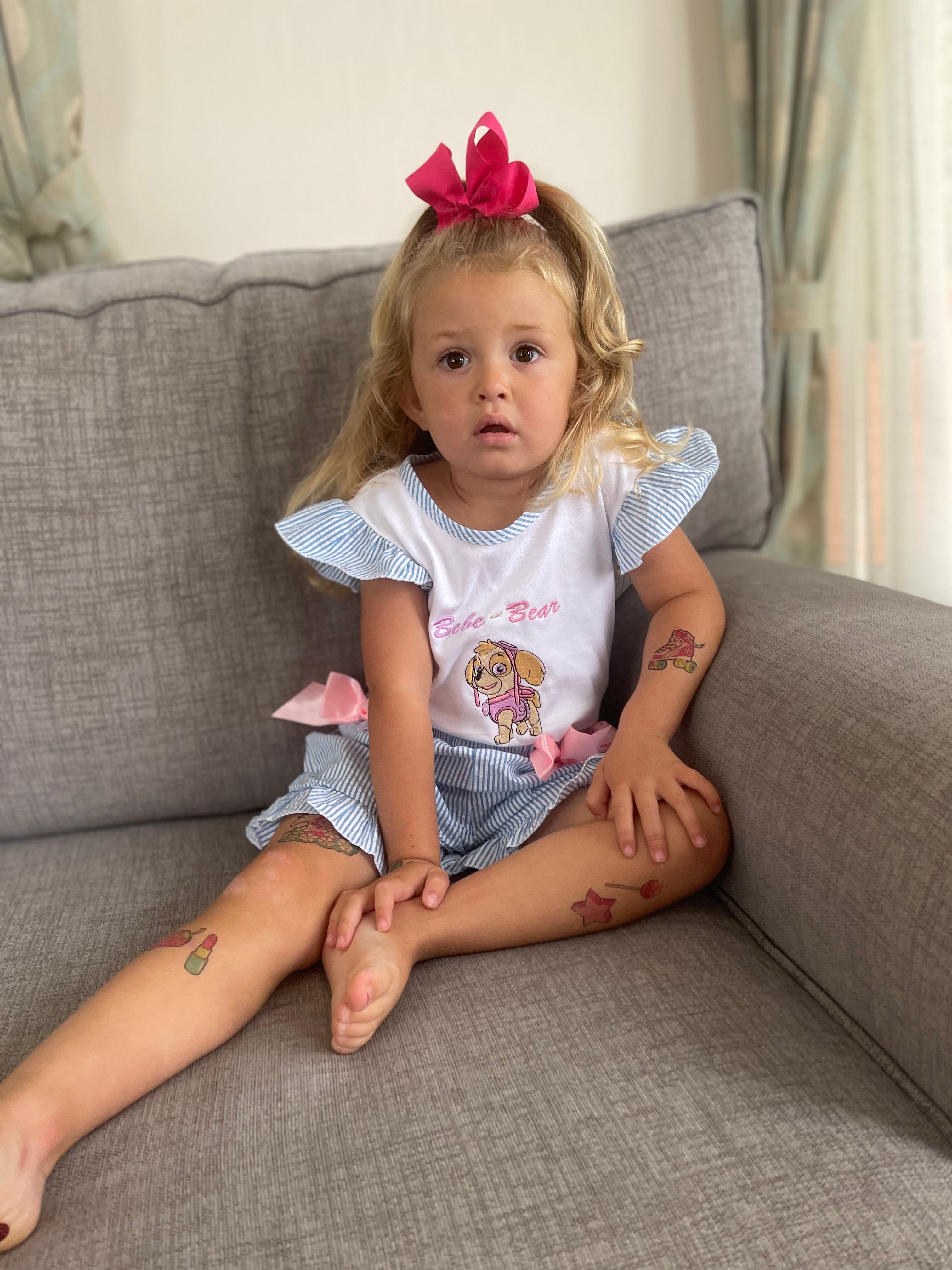 Dog character with additional bows - peplum shoulder two piece