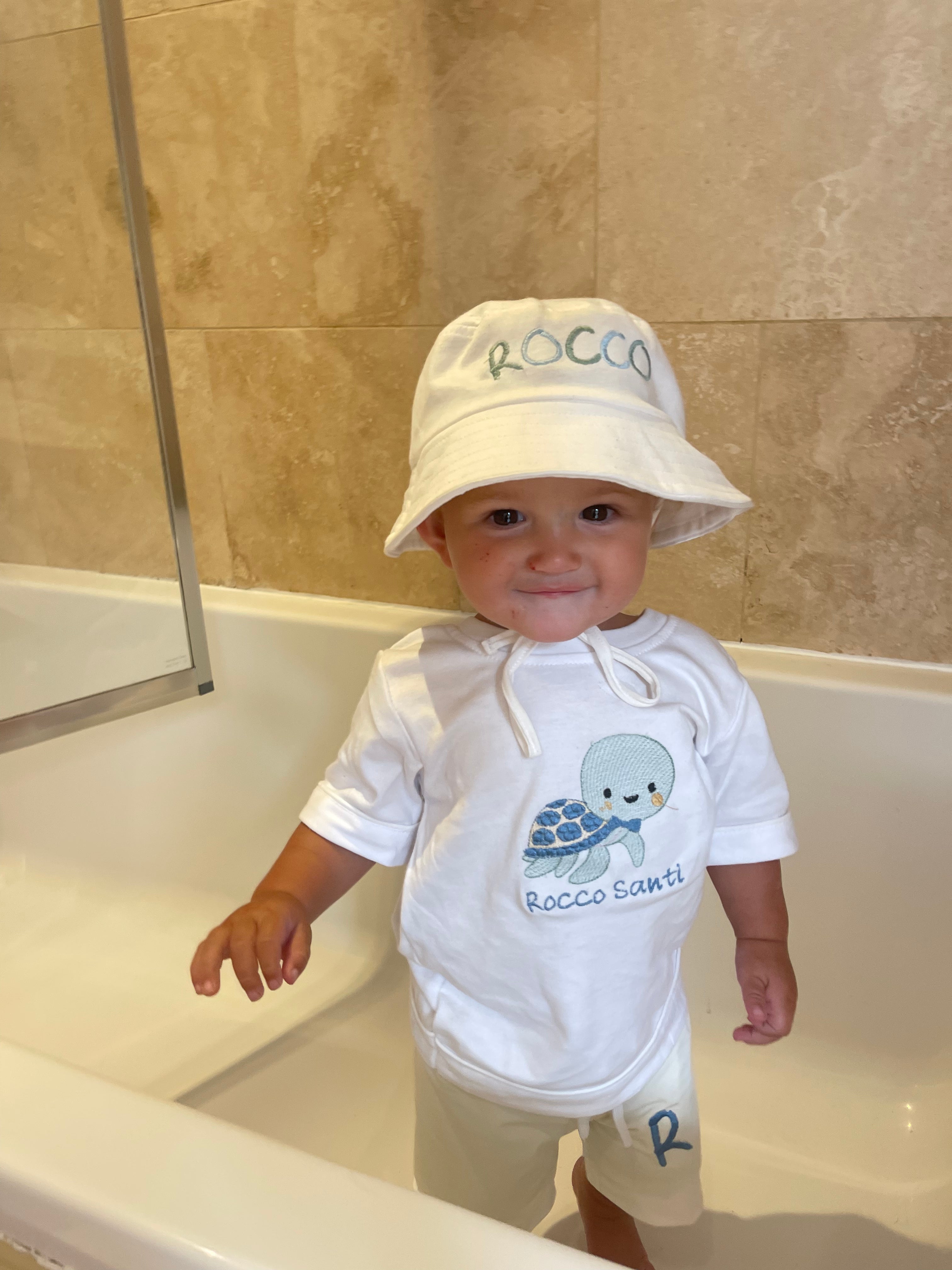 Turtle / Name / Initial - Boys Swimwear and hat set