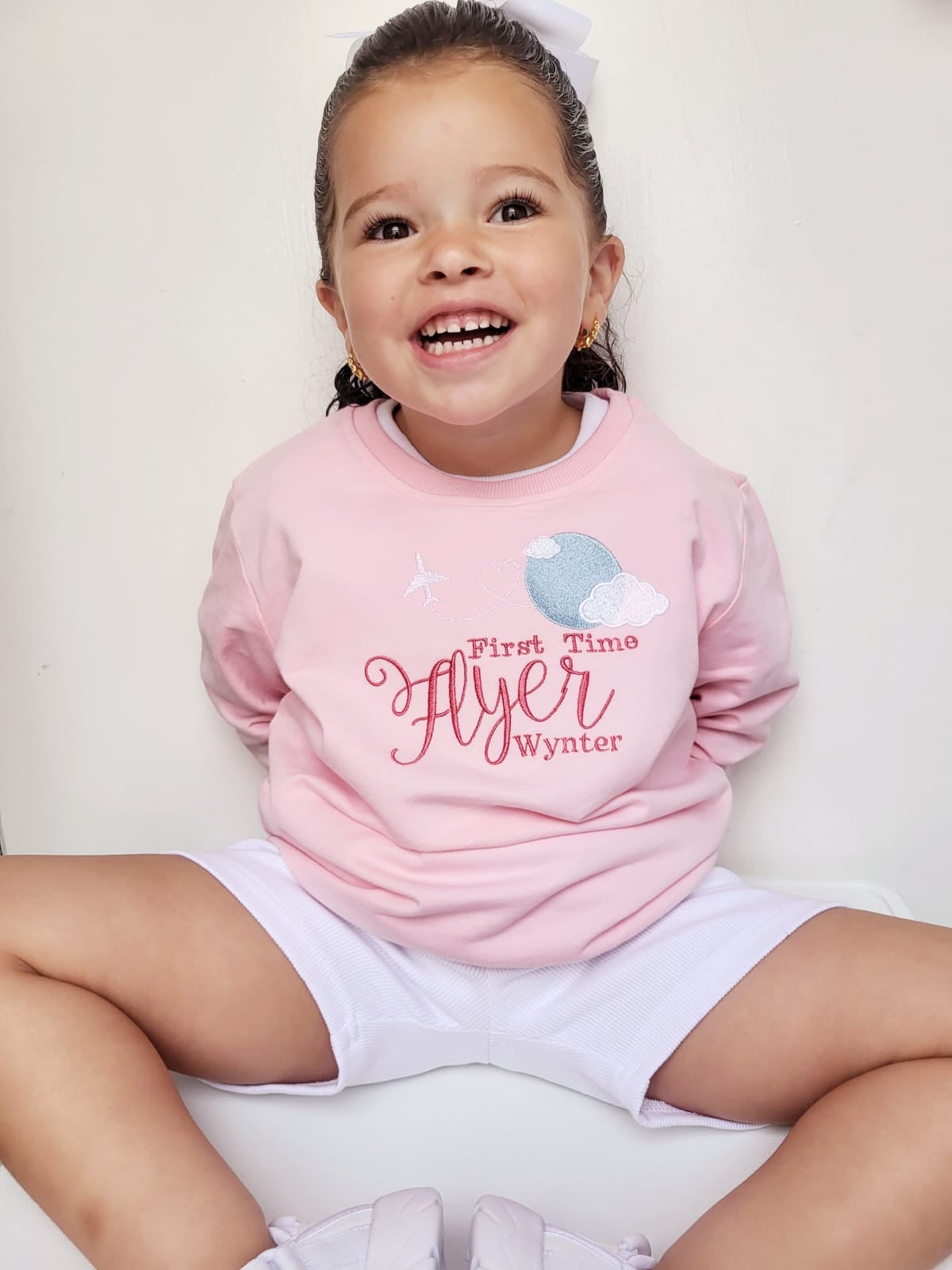 First time flyer (Blue, White or Pink) - long sleeved tshirt/ thin jumper