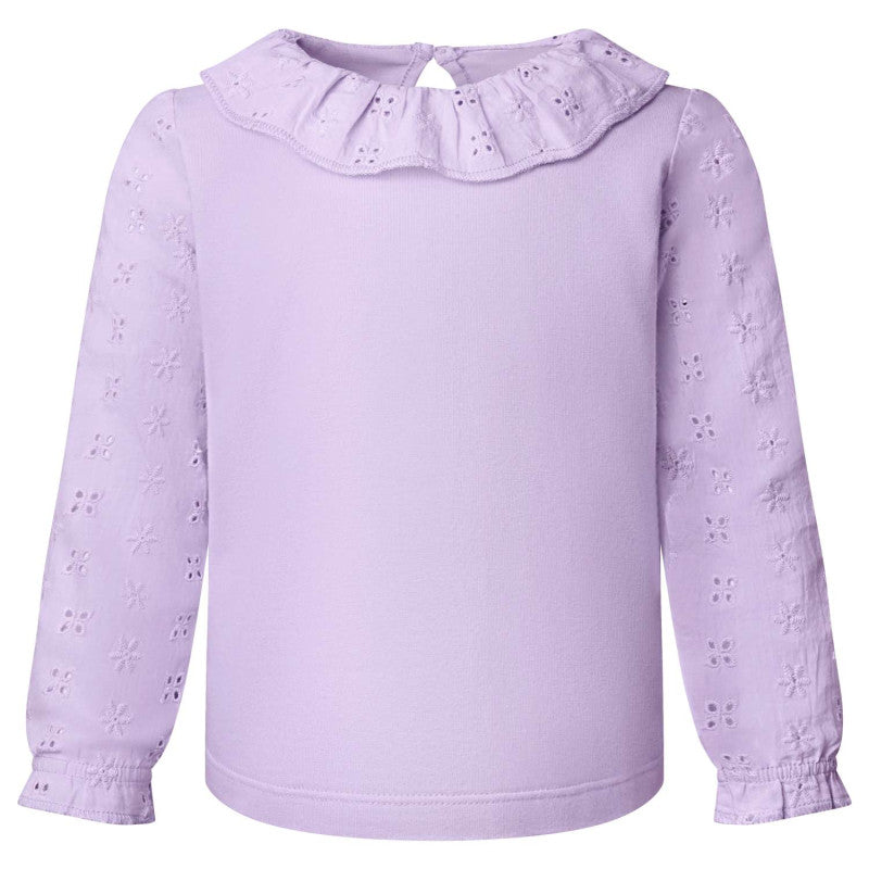 Purple Long Sleeve Top with Frill in Pastel Pink