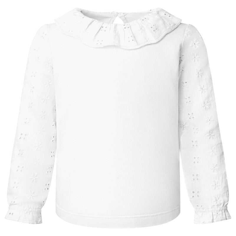 White Long Sleeve Top with Frill