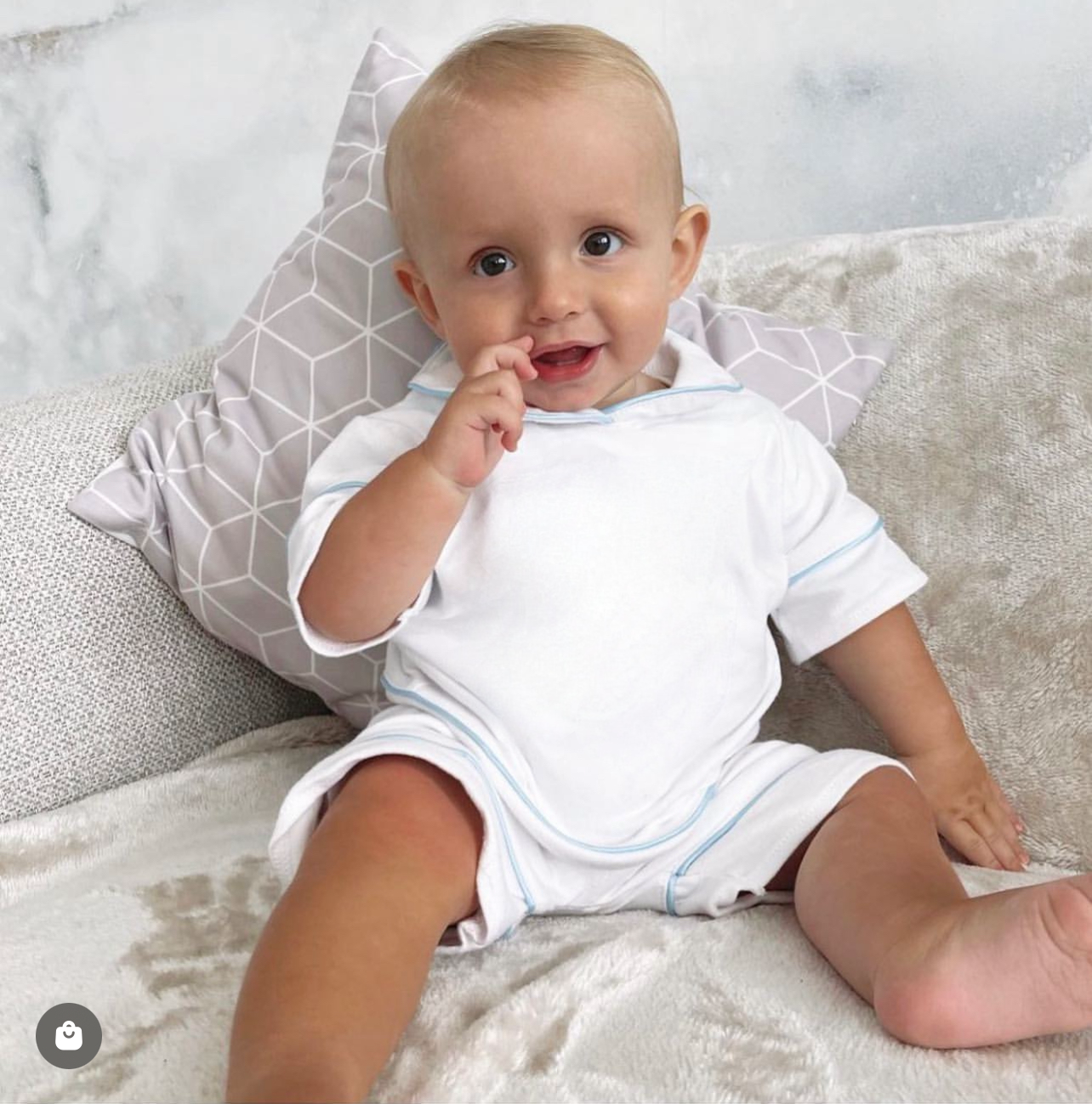 Boys Luxe pyjamas Summer Yellow or Blue (Choose your own Embroidery options available) 🤍