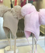 Load image into Gallery viewer, Pom pom hats - (Double &amp; Single) (Caramel, white, pink and blue)
