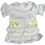 Load image into Gallery viewer, Girls  Luxe pyjamas - Summer Yellow or Pink (Choose your own Embroidery options available) 🤍
