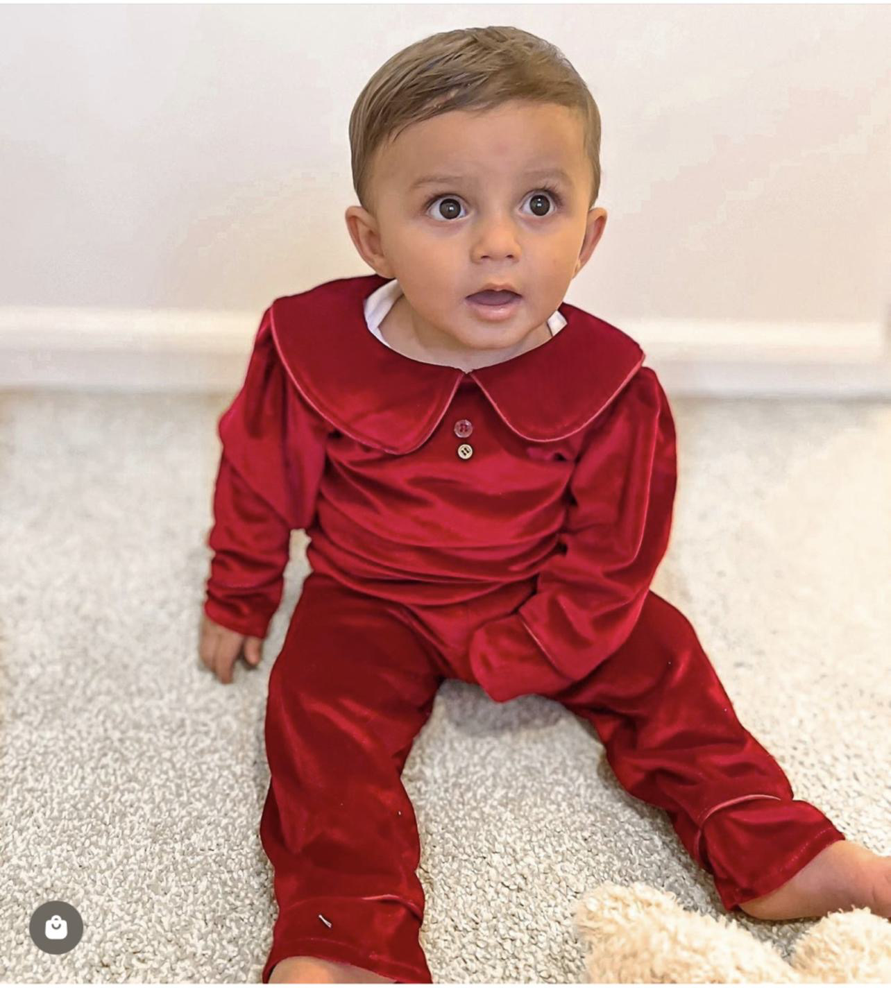 Boys Velvet Pyjamas - Red or Green