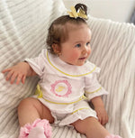 Load image into Gallery viewer, Girls  Luxe pyjamas - Summer Yellow or Pink (Choose your own Embroidery options available) 🤍
