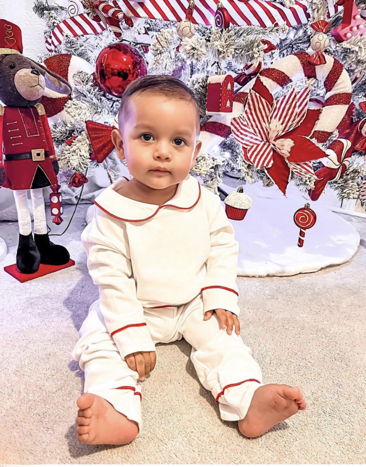 Boys Luxe Red Trim pyjamas (Choose your own embroidery options available) 🤍