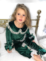 Load image into Gallery viewer, Girls Velvet Pyjamas - Red or Green
