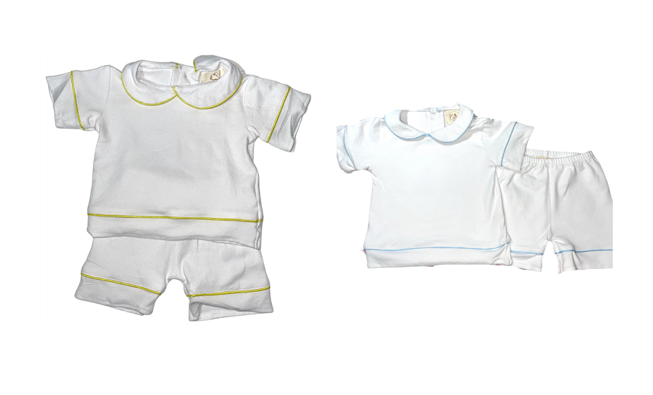 Boys Luxe pyjamas Summer Yellow or Blue (Choose your own Embroidery options available) 🤍