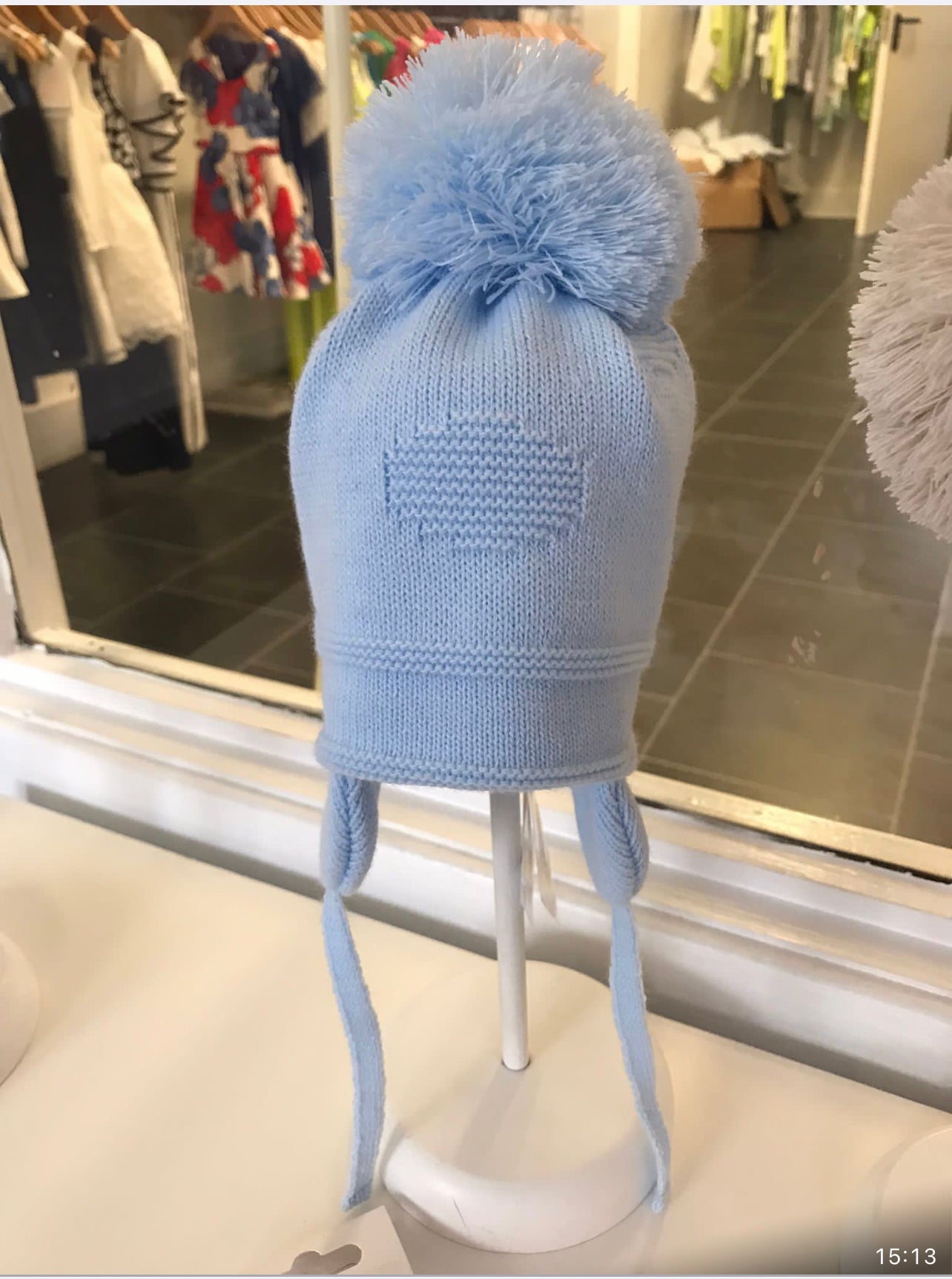 Pom pom hats - (Double & Single) (Caramel, white, pink and blue)