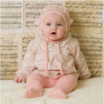 Load image into Gallery viewer, Artesania Granlei - Pink Ditsy Floral Knitted Bonnett
