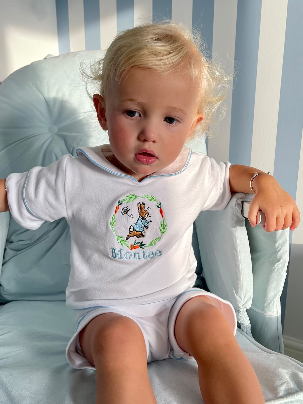 Boys Luxe pyjamas Summer Yellow or Blue (Choose your own Embroidery options available) 🤍