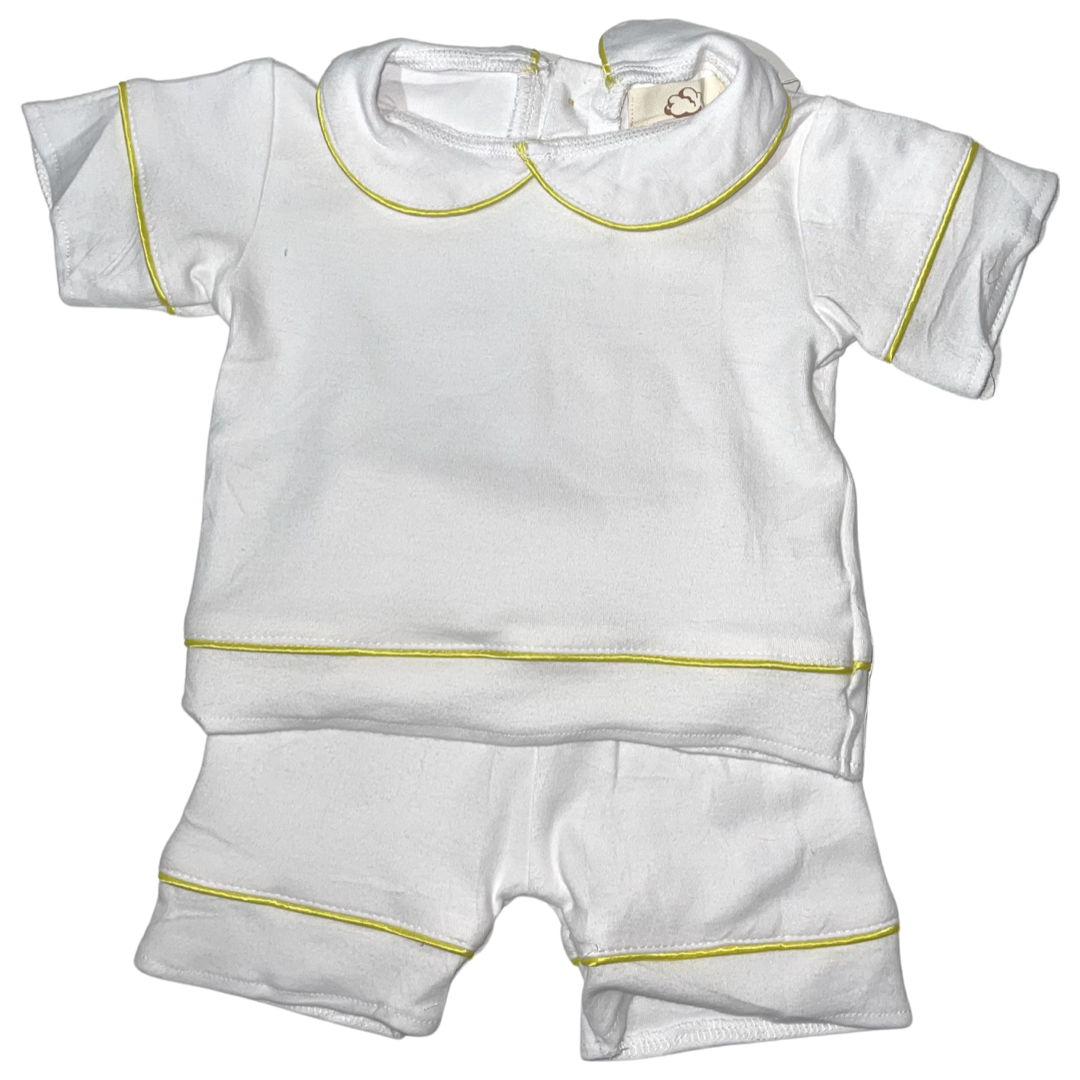 Boys Luxe pyjamas Summer Yellow or Blue (Choose your own Embroidery options available) 🤍