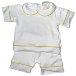 Load image into Gallery viewer, Boys Luxe pyjamas Summer Yellow or Blue (Choose your own Embroidery options available) 🤍
